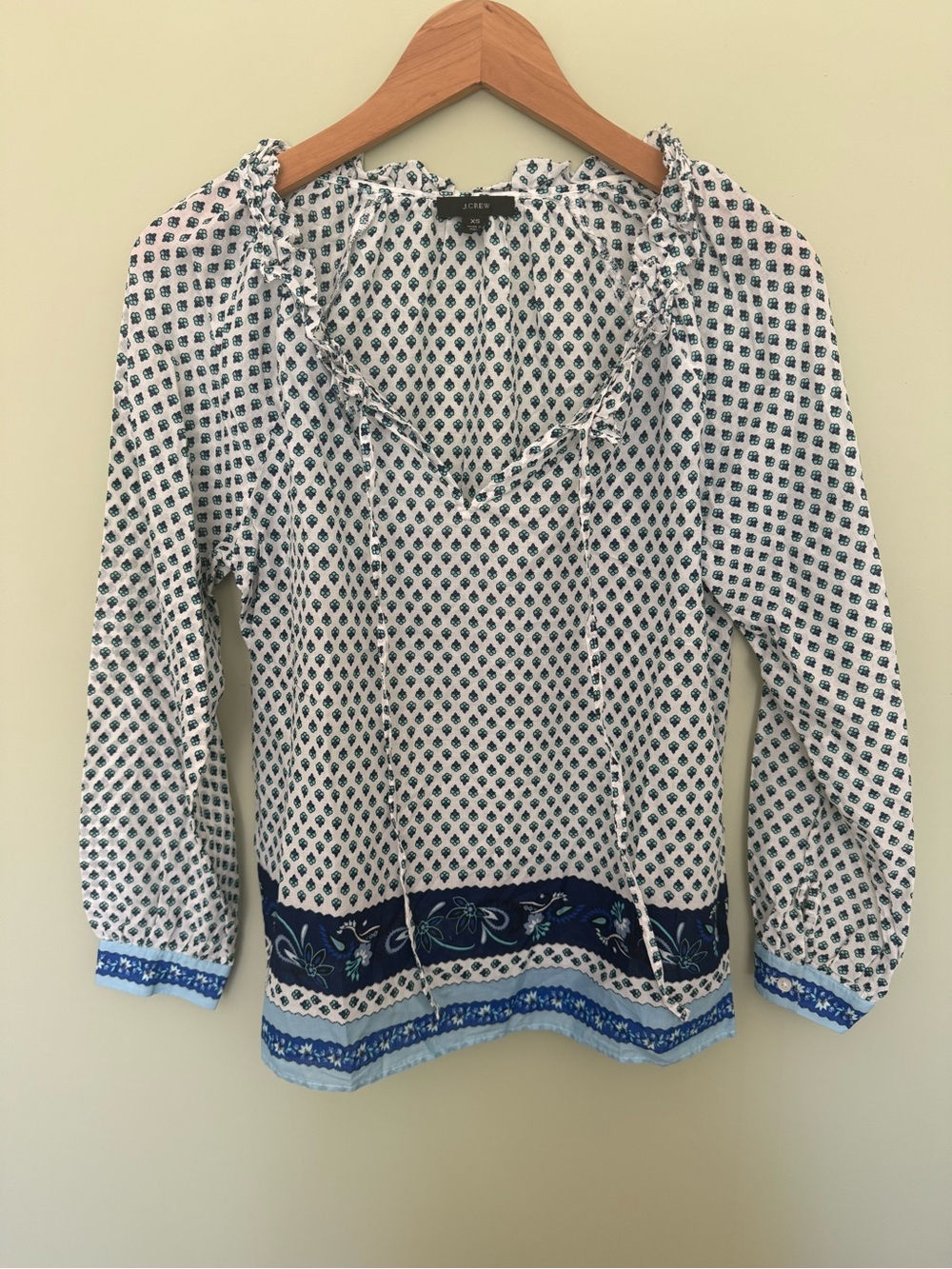 J Crew Tie Front Ruffle Top - Picture 6 of 8